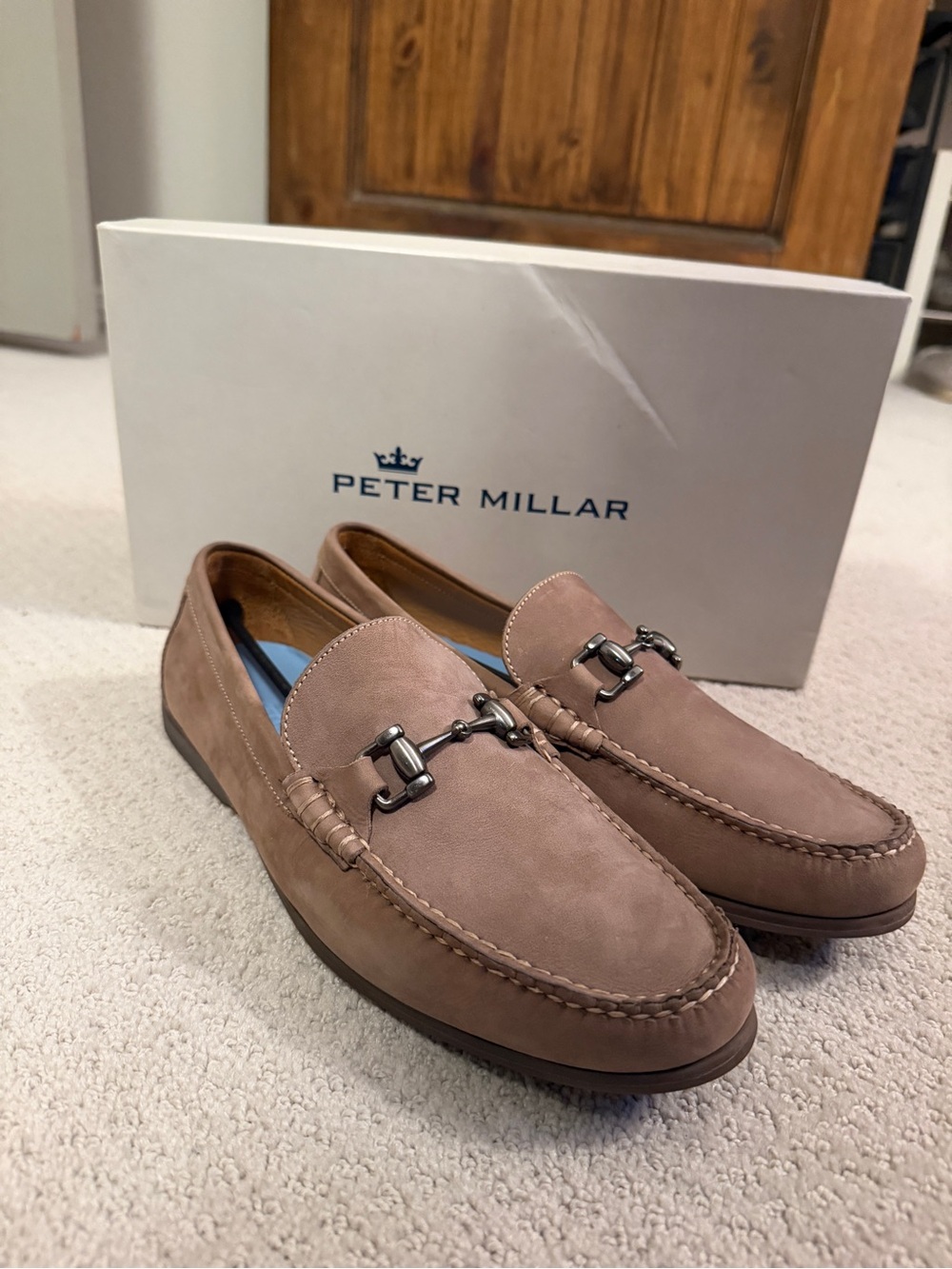Peter Millar Taupe Suede Bit Loafers